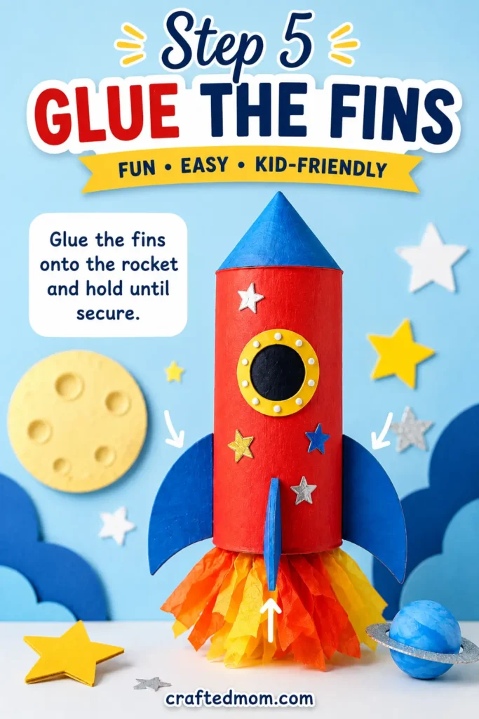 Space Craft DIY Cardbboard tube rocket - Step 5: Glue the Fins