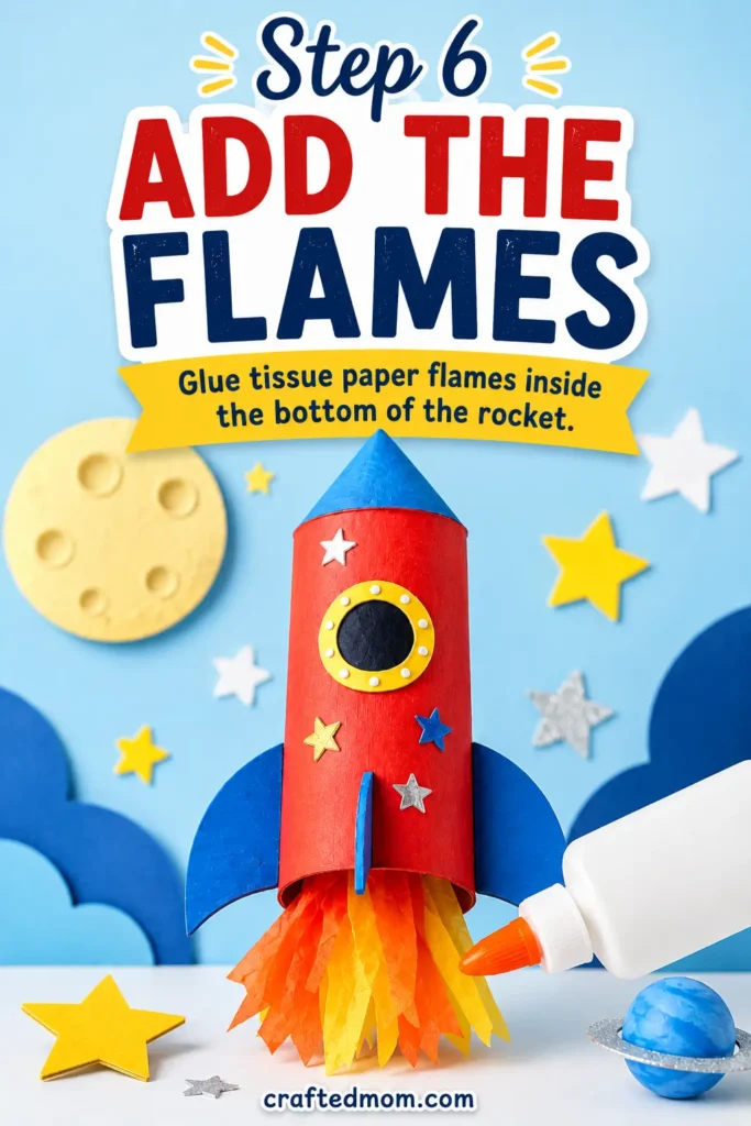 Space Craft DIY Cardbboard tube rocket - Step 6: Add the Flames