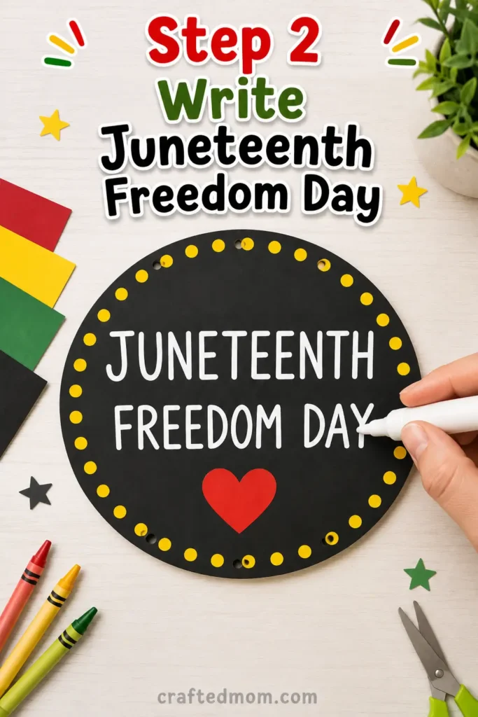 easy Juneteenth craft for kids Step 2: Write Juneteenth Freedom Day
