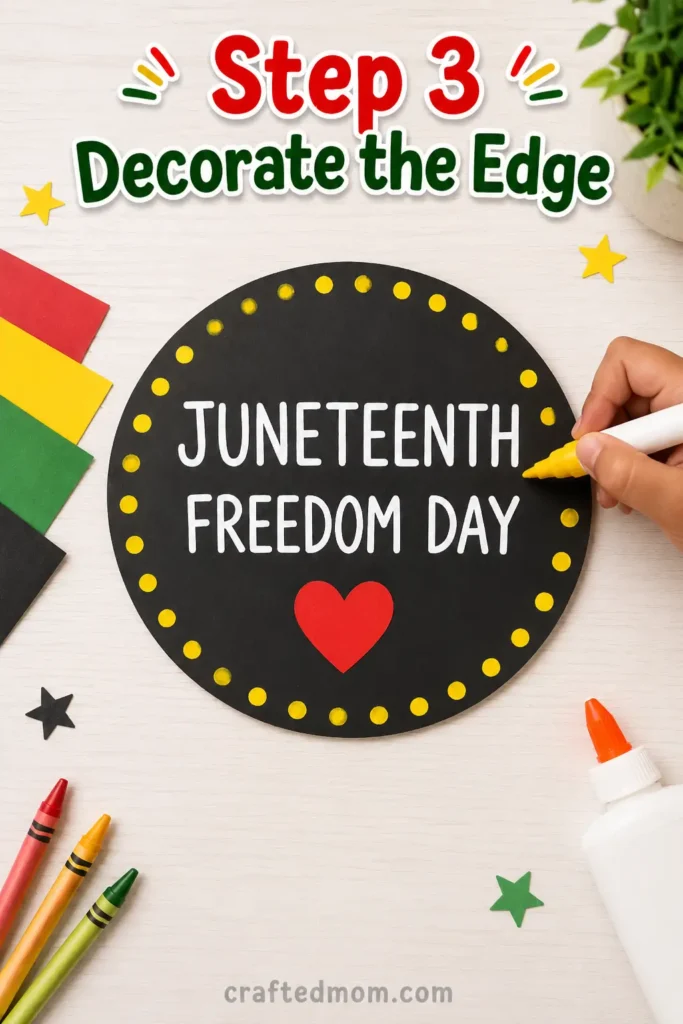 easy Juneteenth craft for kids - Step 3: Decorate the Edge