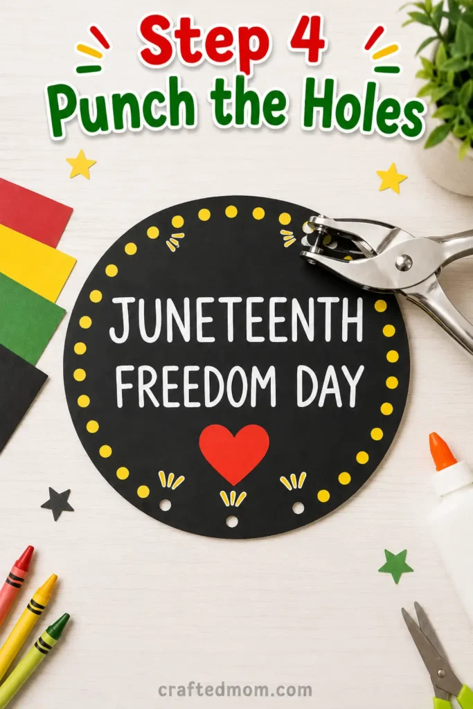 easy Juneteenth craft for kids - Step 4: Punch the Holes