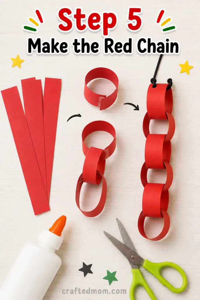 easy Juneteenth craft for kids - Step 5: Make the Red Chain