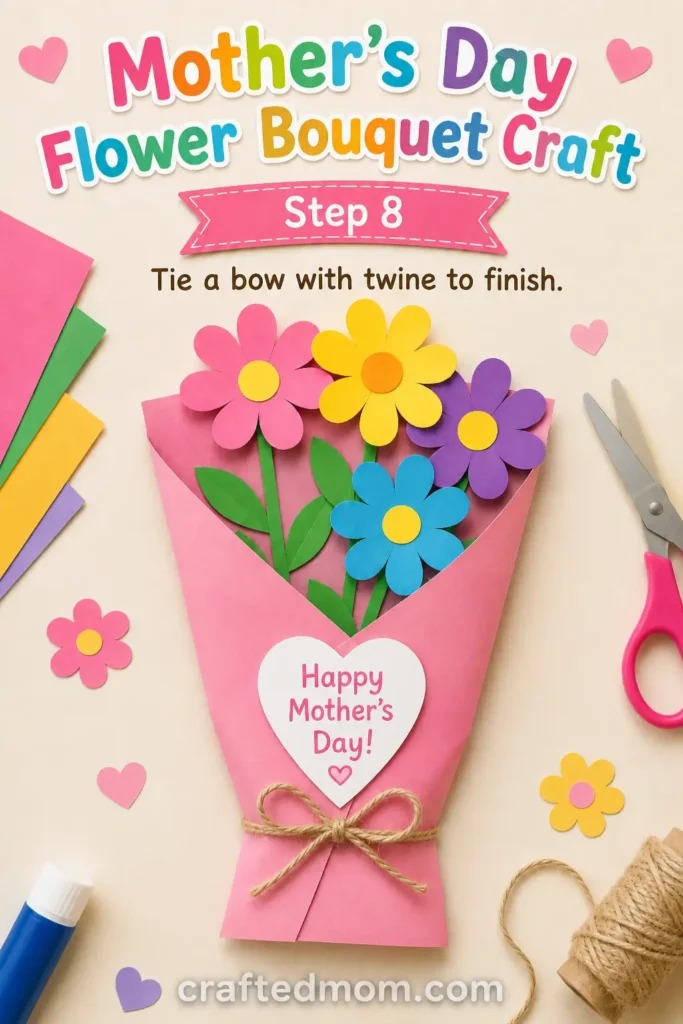 mothers day flower bouquet craft - Step 8: Tie a Bow With Twine to Finish