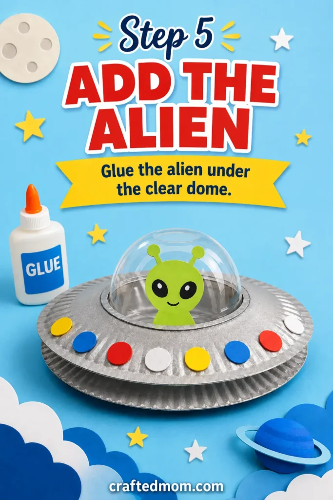 space Craft DIY Paper Plate UFO - Step 5: Add the Alien
