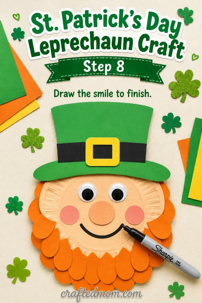 st patricks day leprechaun craft - Step 8: Draw the Smile to Finish