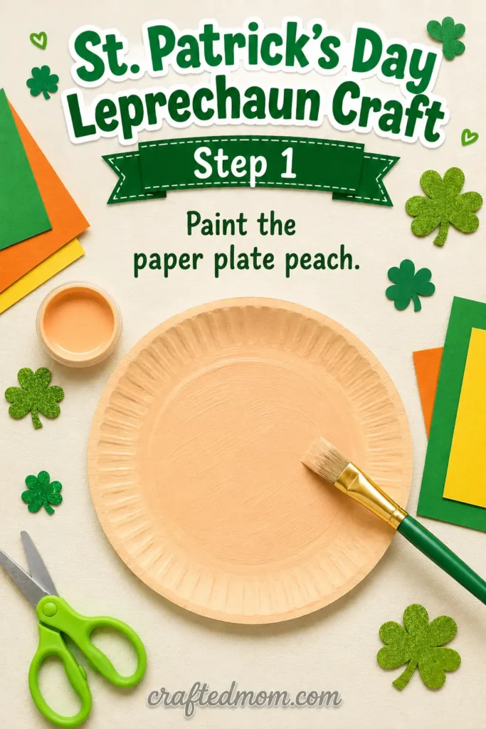 st patricks day leprechaun craft - Step 1: Paint the Paper Plate Peach