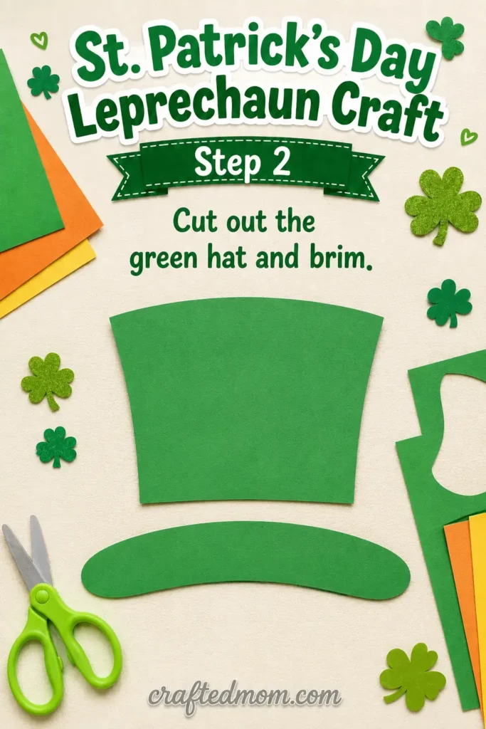 st patricks day leprechaun craft - Step 2: Cut Out the Green Hat and Brim