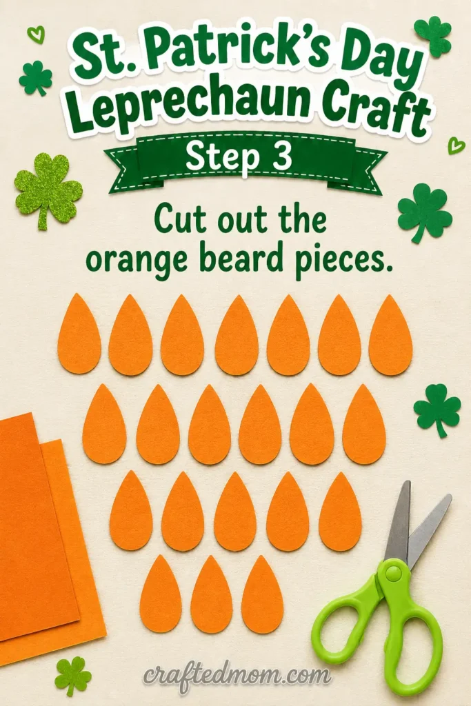 st patricks day leprechaun craft - Step 3: Cut Out the Orange Beard Pieces