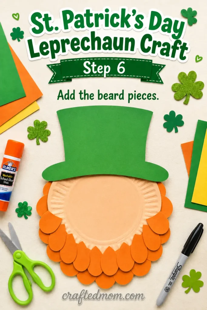 st patricks day leprechaun craft - Step 6: Add the Beard Pieces