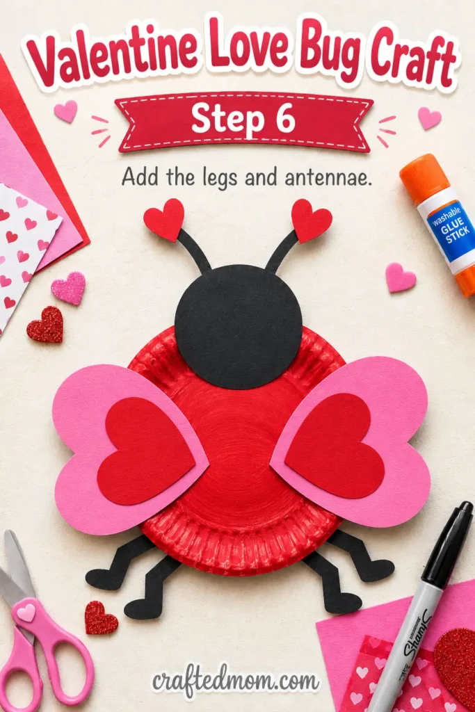 valentine love bug craft - Step 6: Add the Legs and Antennae