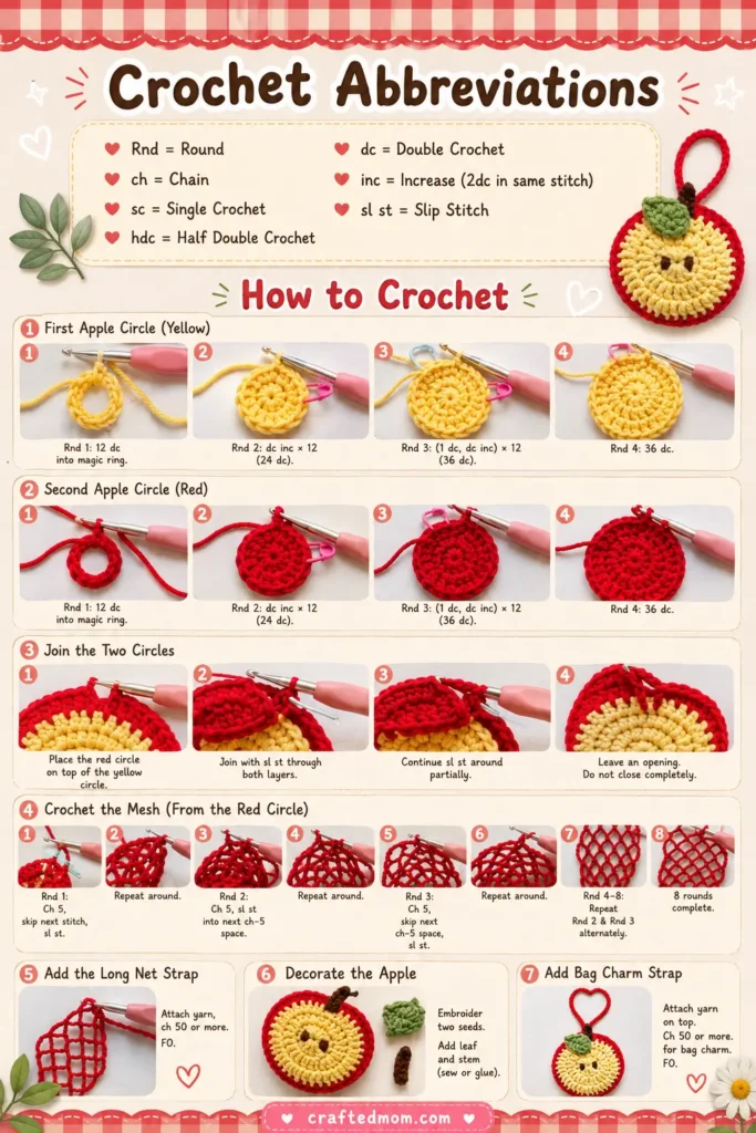 Apple Pouch Water Bottle Holder Crochet Pattern Crochet Abbreviations Apple Pouch Water Bottle Holder Crochet Pattern