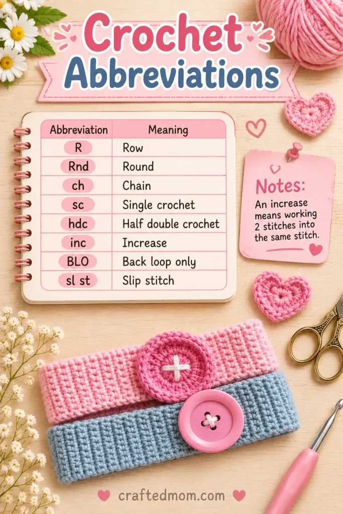 Crochet Abbreviations Button Headband Crochet Pattern