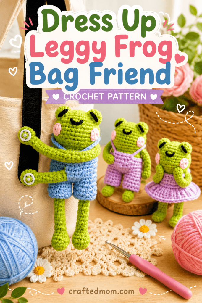 Dress Up Leggy Frog Bag Friend Crochet Pattern Dress Up Leggy Frog Bag Friend Crochet Pattern at a Glance