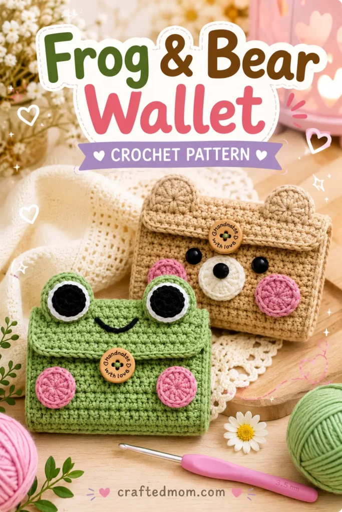 Frog and Bear Wallet Crochet Pattern at a Glance