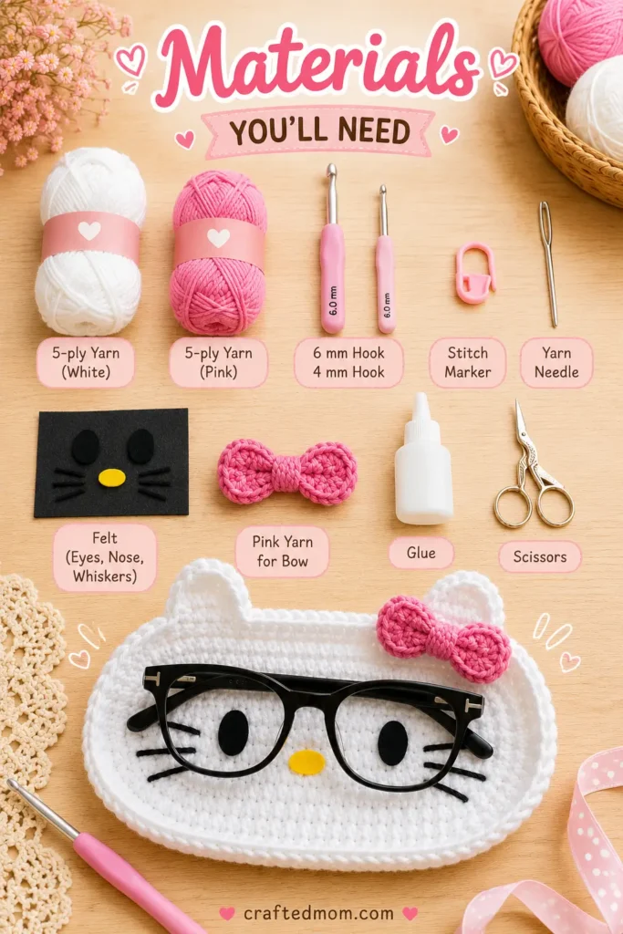 Hello Kitty Glasses Holder Crochet Pattern Hello Kitty Glasses Holder Crochet Pattern Materials You will Need