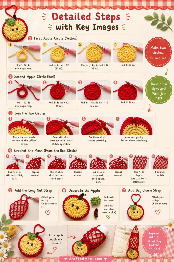 Apple Pouch Water Bottle Holder Crochet Pattern How the Apple Pouch Is Constructed