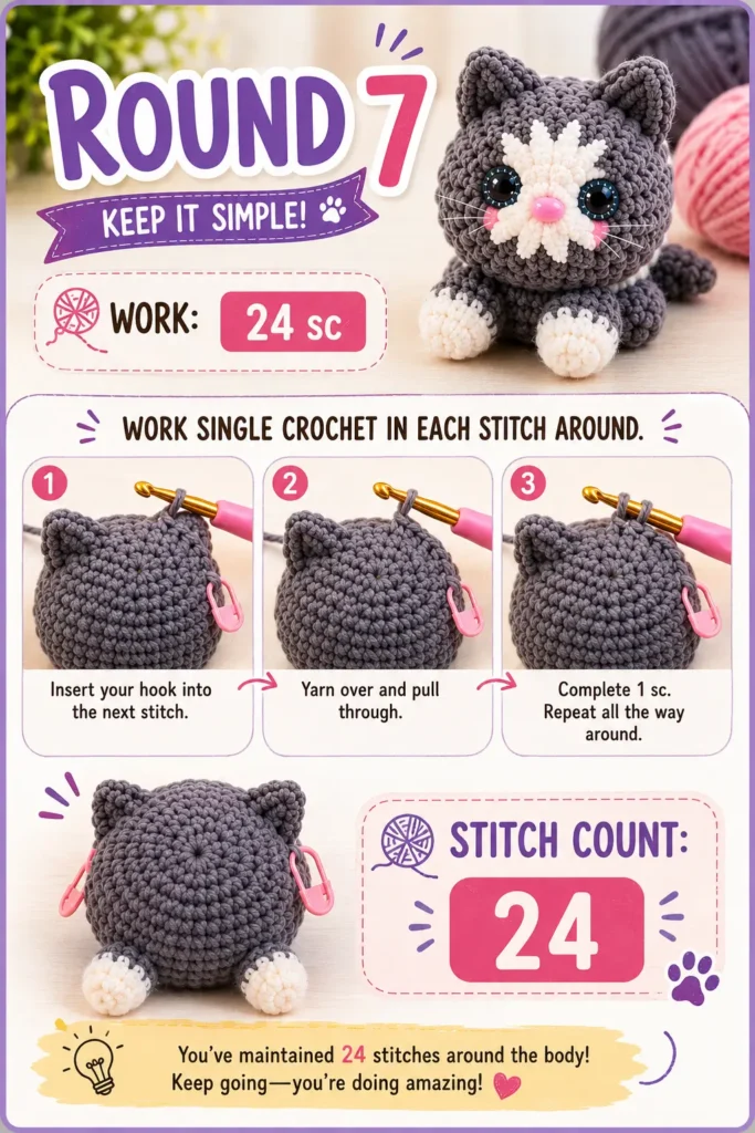 How to Crochet a Mini Cat step by step7