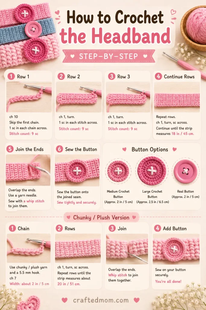 How to Crochet the Button Headband