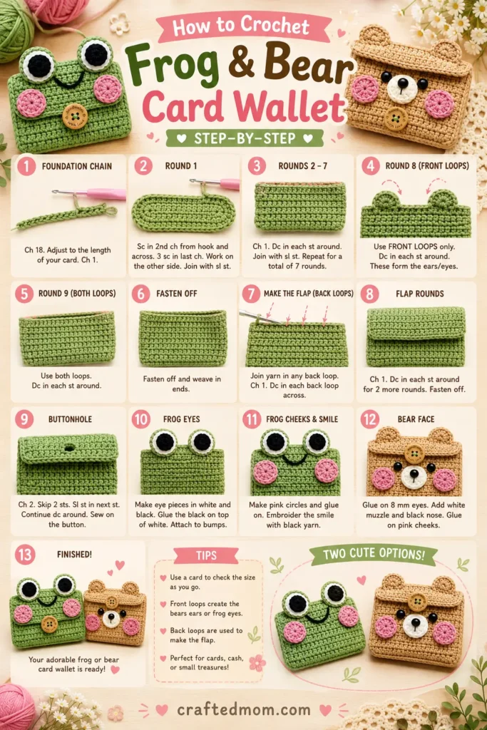 How to Crochet the Frog and Bear Wallet Crochet Pattern