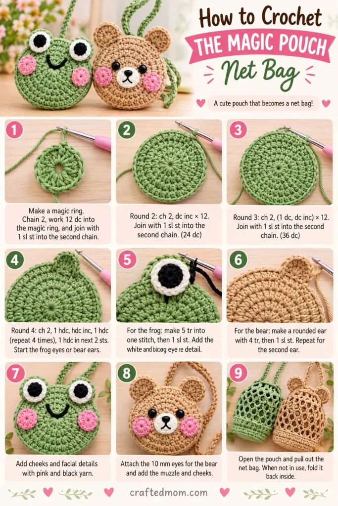 How to Crochet the Magic Pouch Net Bag Crochet Pattern
