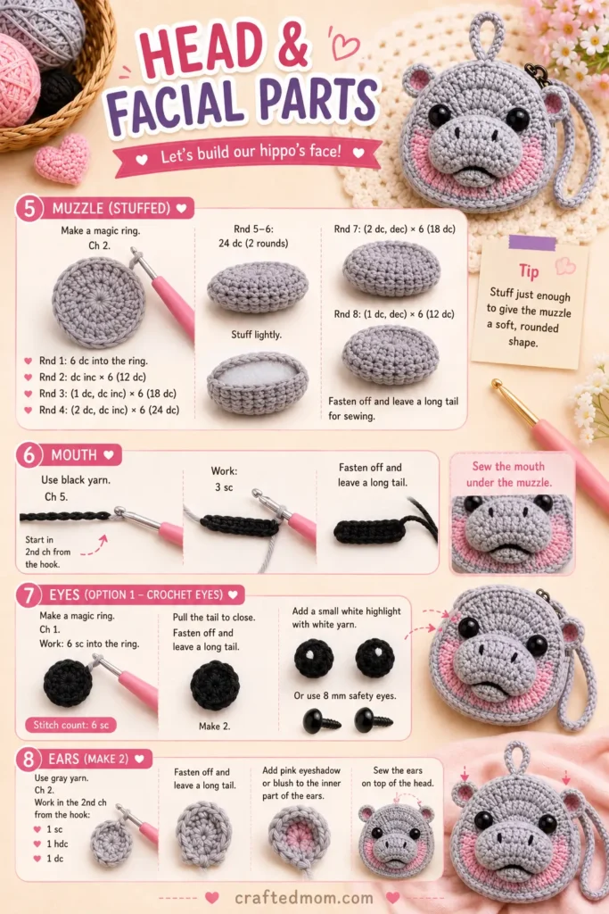 How to Crochet the Moo Deng Hippo Pouch Crochet Pattern