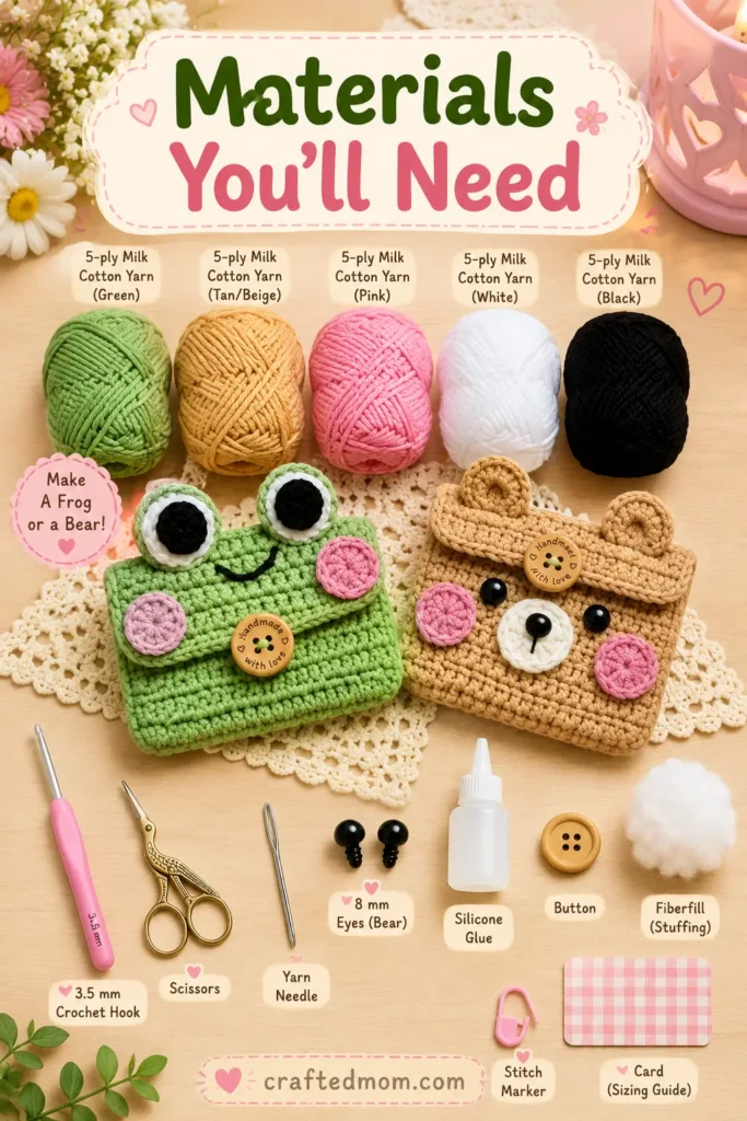 Materials You will Need Frog and Bear Wallet Crochet Pattern