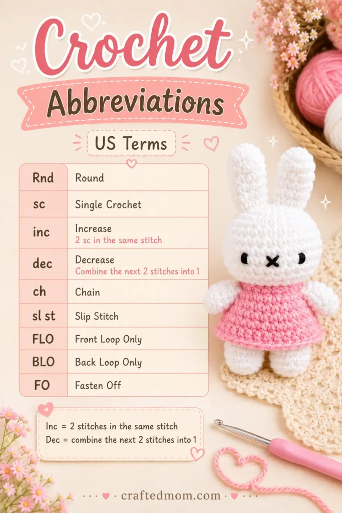 Mini Miffy Crochet Pattern Crochet Abbreviations