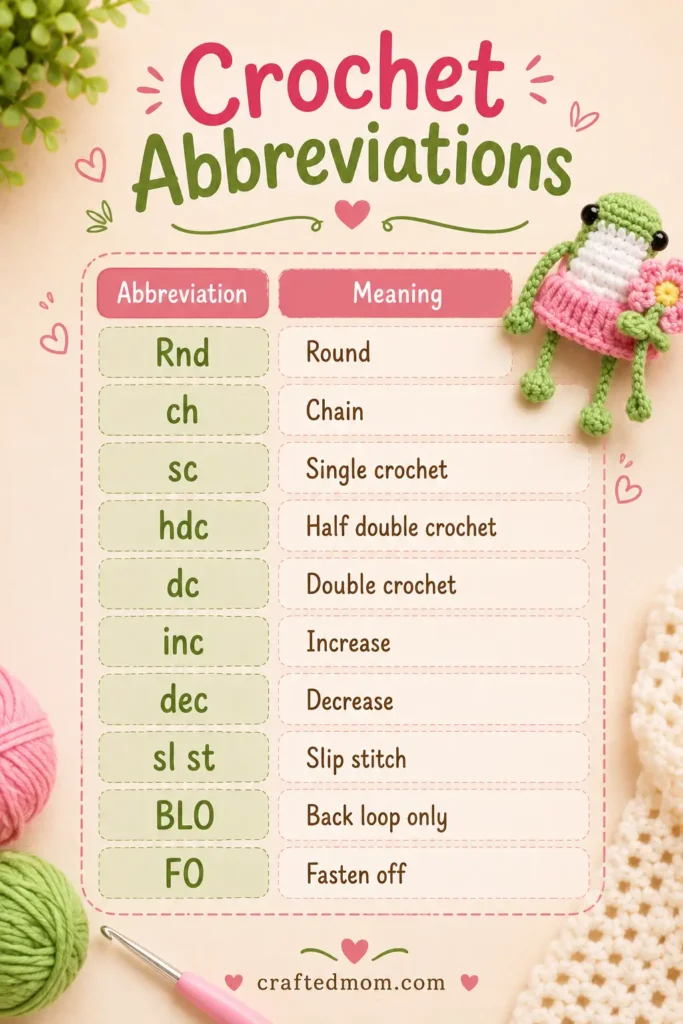 No Sew Dress Up Leggy Frog Crochet Pattern Crochet Abbreviations