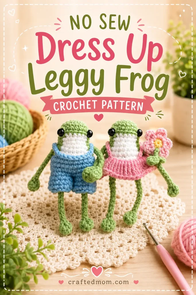 No Sew Dress Up Leggy Frog Crochet Pattern at a Glance