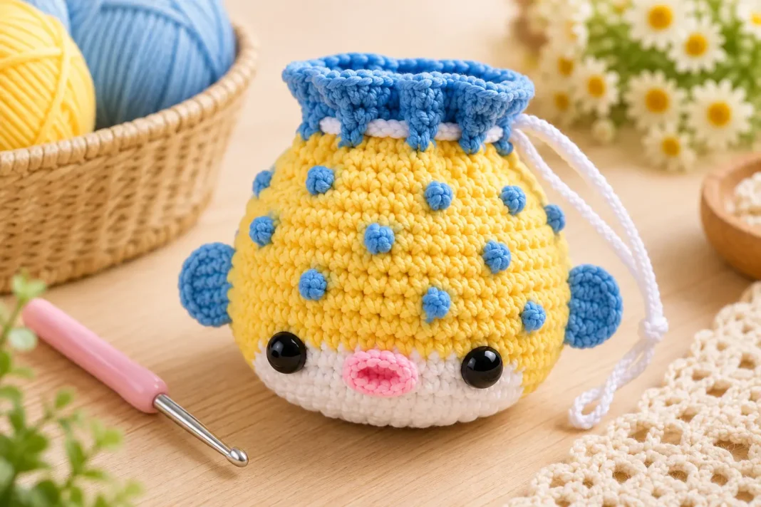 Pufferfish Drawstring Pouch Crochet Pattern