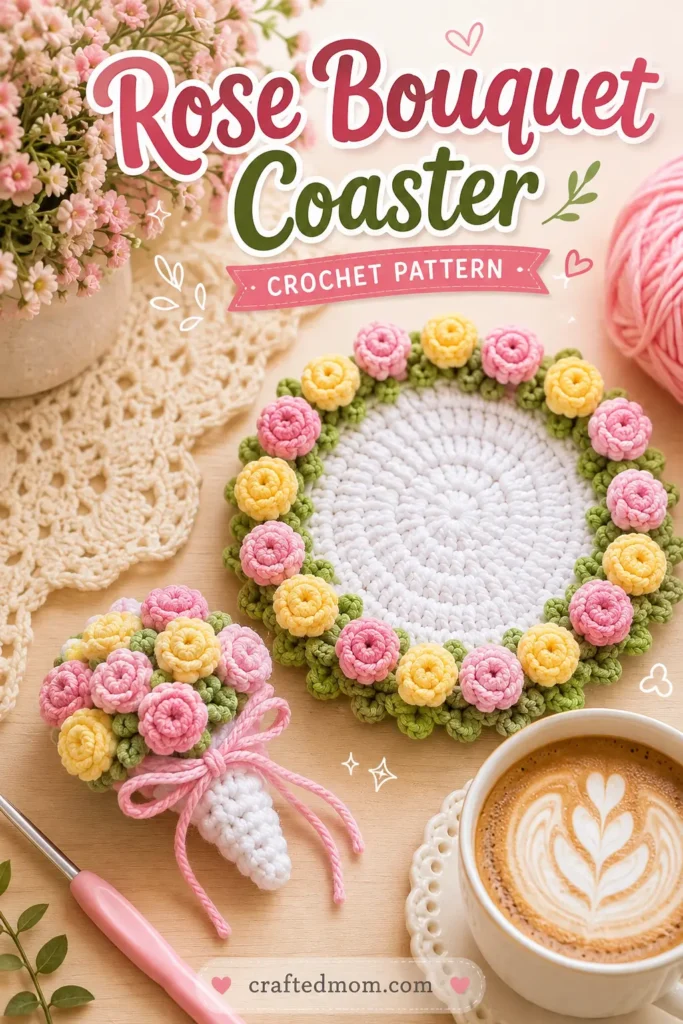 Rose Bouquet Coaster Crochet Pattern Rose Bouquet Coaster Crochet Pattern at a Glance