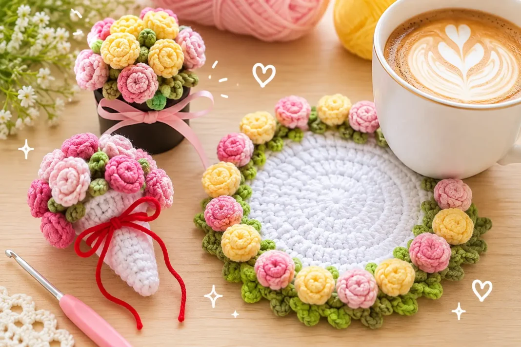 Rose Bouquet Coaster Crochet Pattern Rose Bouquet Coaster Crochet Pattern