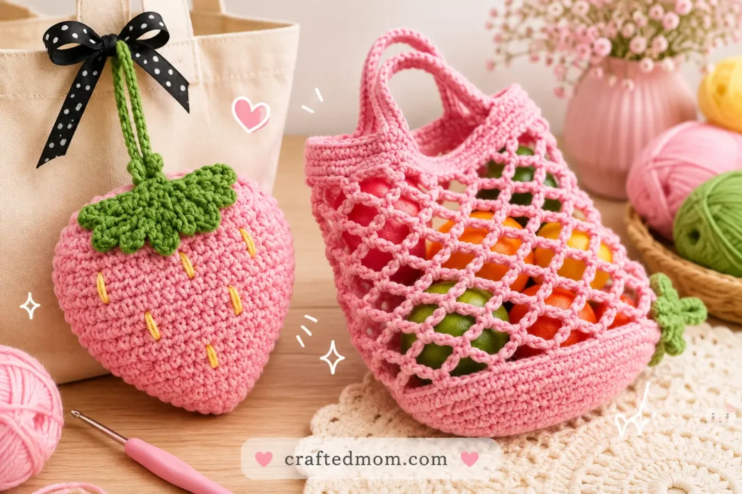 Strawberry Pouch Market Bag Crochet Pattern
