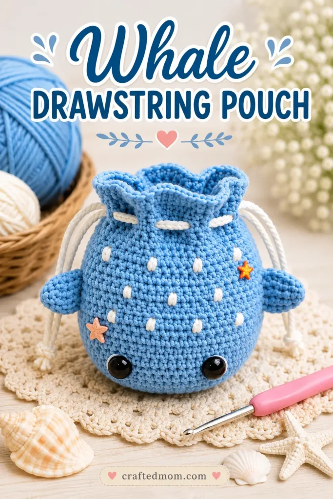 Whale Drawstring Pouch Crochet Pattern at a Glance