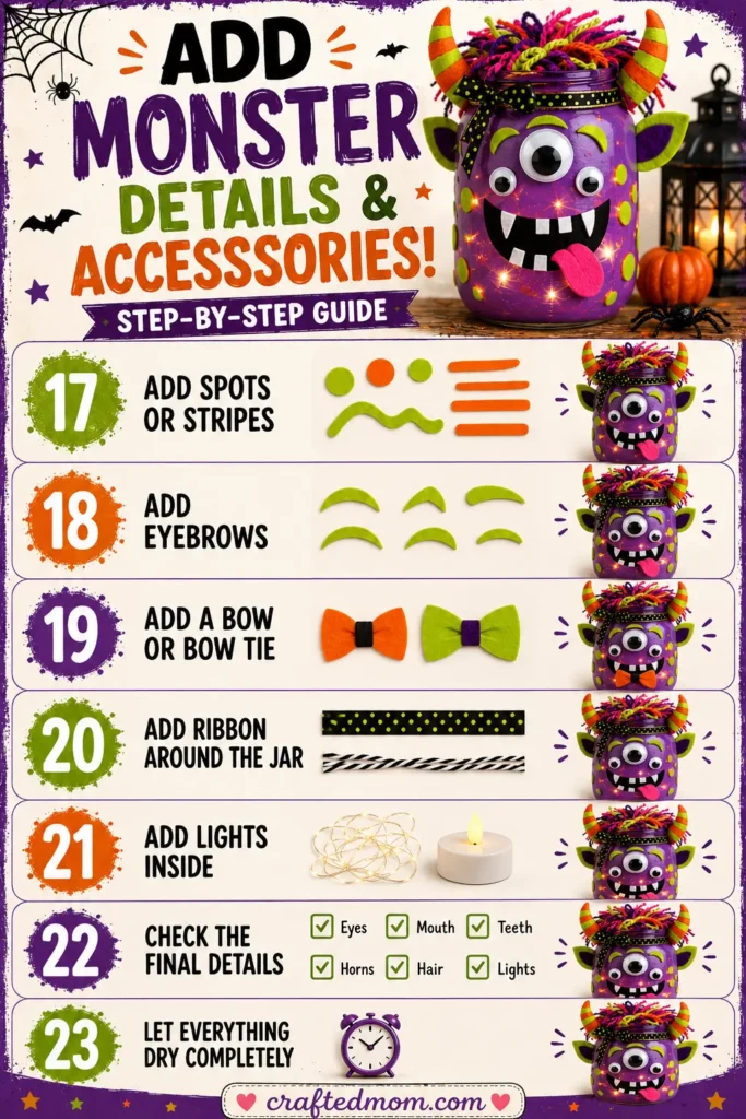 Monster Mason Jar Craft: Easy Halloween Decoration Add Monster Patterns and Accessories - Monster Mason Jar Craft Easy Halloween Decoration