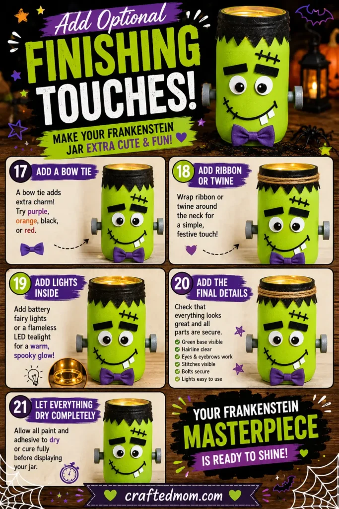 Add Optional Accessories - Frankenstein Mason Jar Craft Easy Halloween Decoration