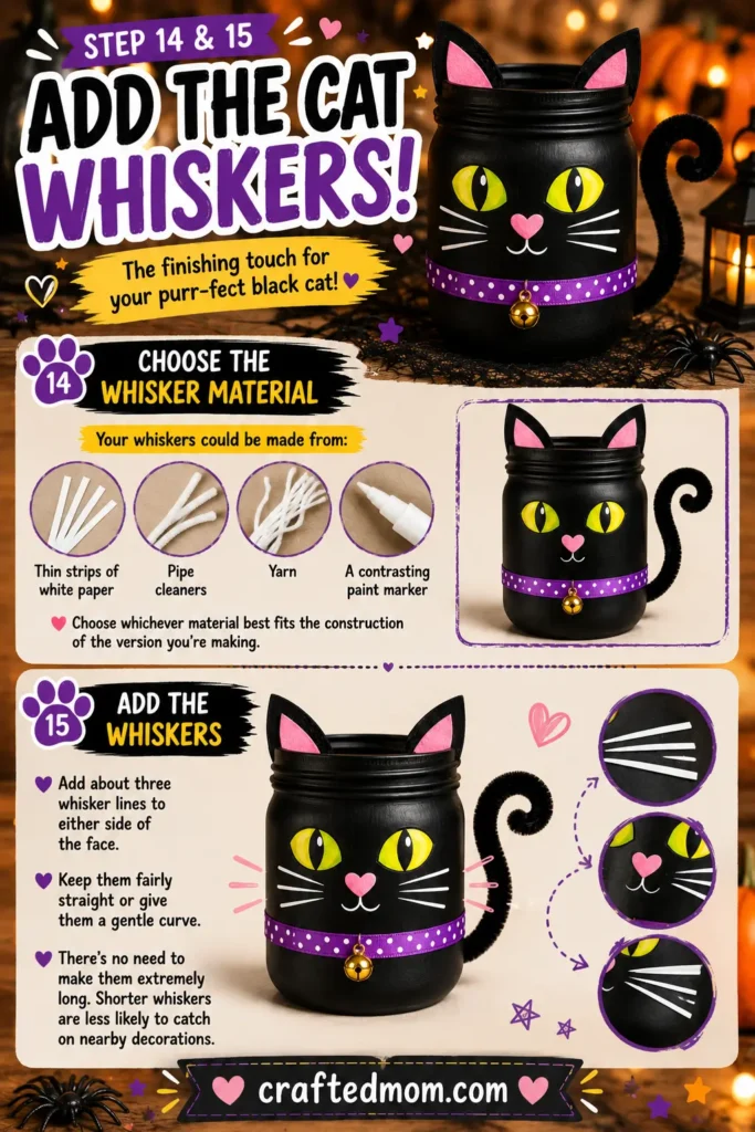 Add the Cat Whiskers - Black Cat Mason Jar Craft