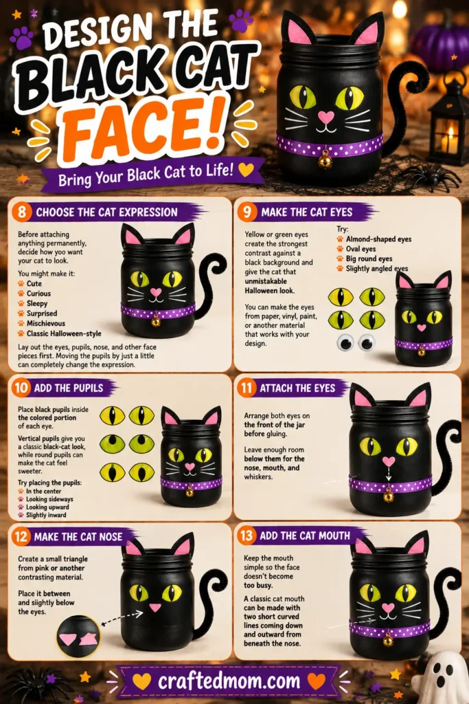 Design the Black Cat Face - Black Cat Mason Jar Craft