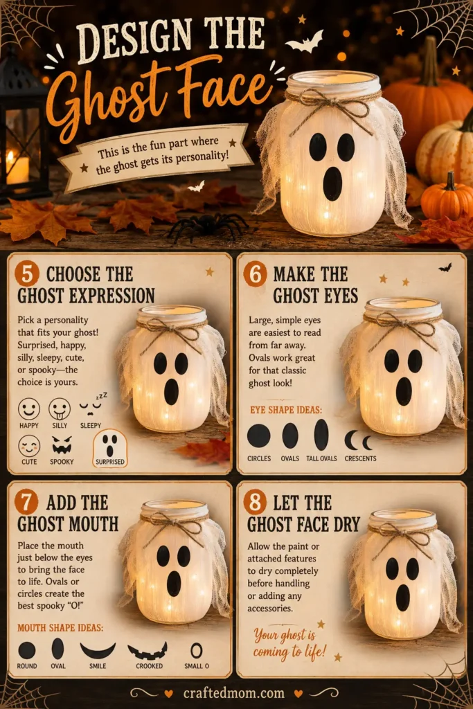 Ghost Mason Jar Craft: Easy Halloween Decoration Design the Ghost Face - Ghost Mason Jar Craft Easy Halloween Decoration