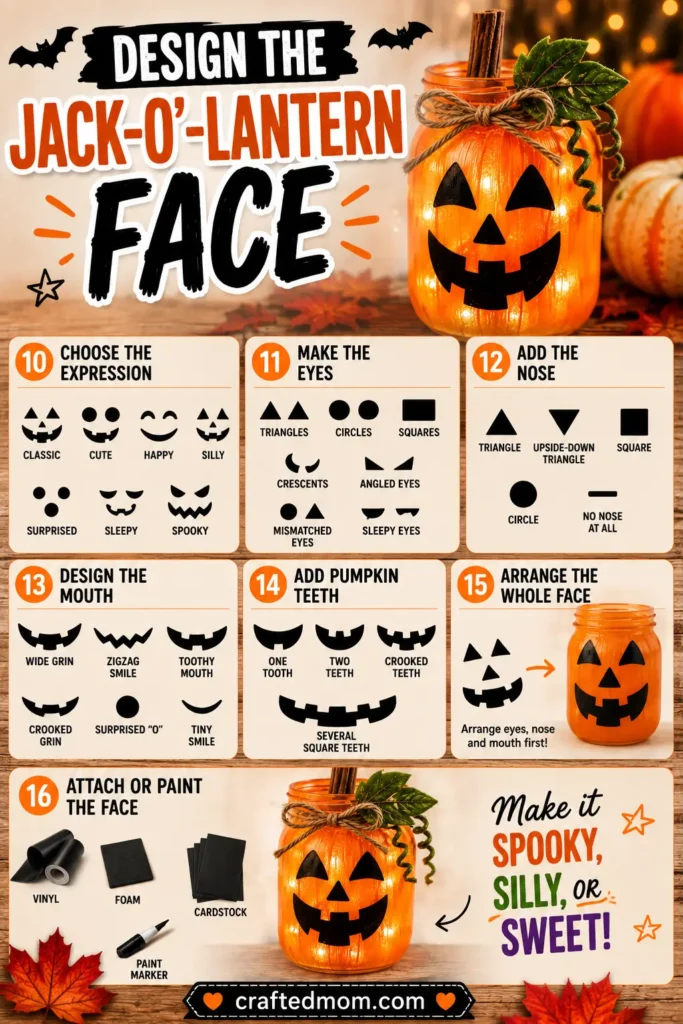 Design the Jack-O-Lantern Face - Jack-O-Lantern Mason Jar Craft Easy Halloween Decoration