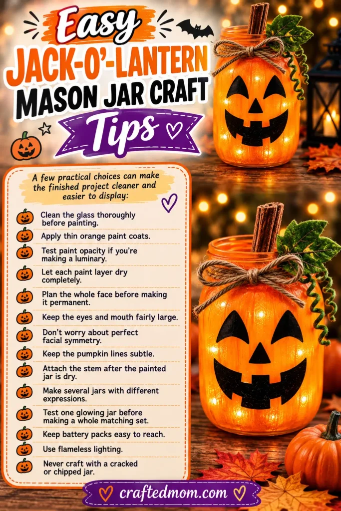 Easy Jack-O-Lantern Mason Jar Craft Tips - Jack-O-Lantern Mason Jar Craft Easy Halloween Decoration