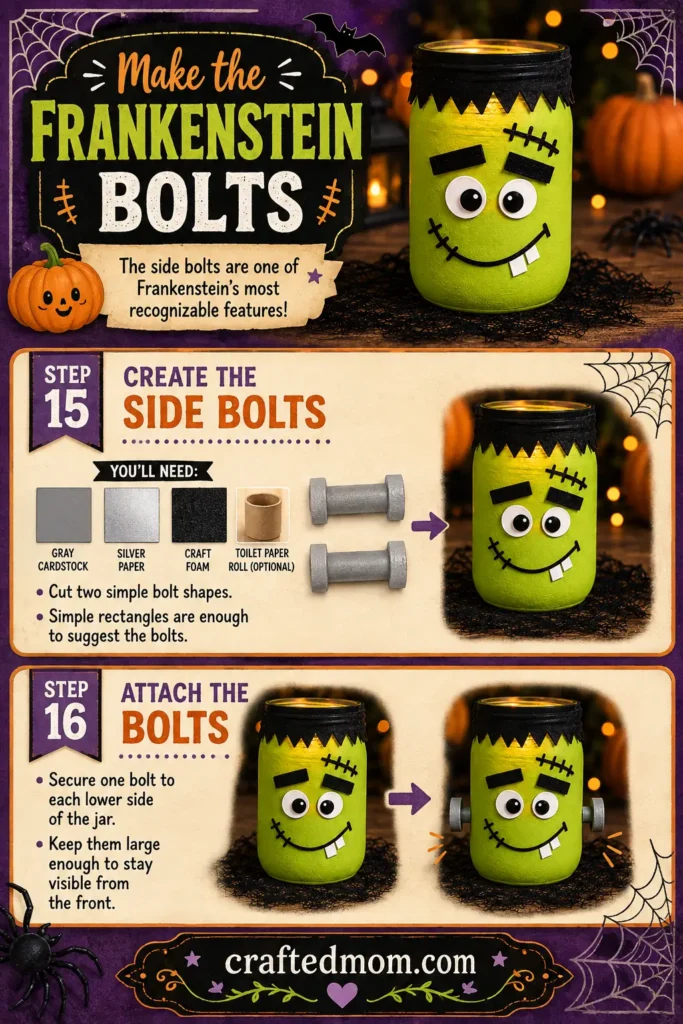 Make the Frankenstein Bolts - Frankenstein Mason Jar Craft Easy Halloween Decoration
