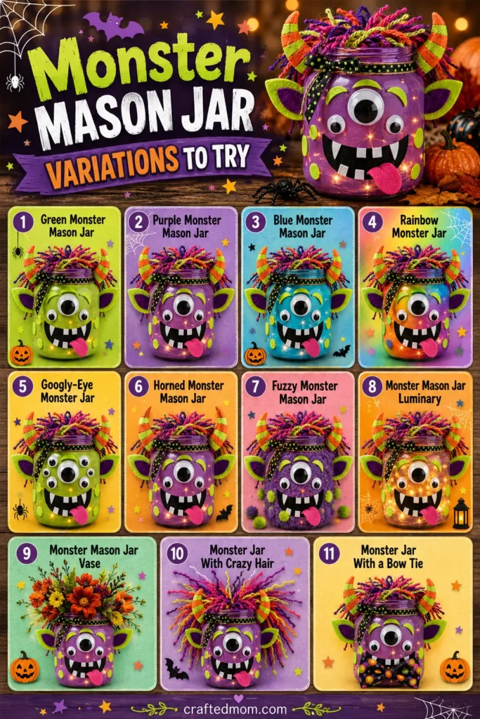 Monster Mason Jar Craft: Easy Halloween Decoration Monster Mason Jar Variations to Try - Monster Mason Jar Craft Easy Halloween Decoration