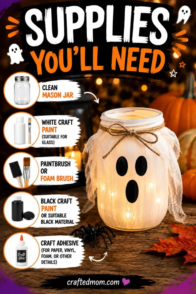Ghost Mason Jar Craft: Easy Halloween Decoration Supplies You will Need - Ghost Mason Jar Craft Easy Halloween Decoration